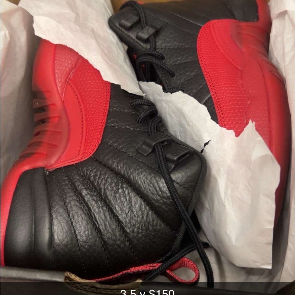 Jordan 12 flu game Black and Red boys Sneakers